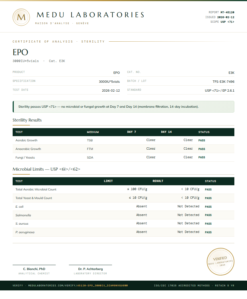 EPO Sterility report by Medutest